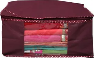 Saree cover 7 Piece Non Woven Fabric Saree Cover Set with Transparent Window, Extra Large wardrobe organizer Set of 7 /Cloth Cover/ Storage box/ cloth pouch-thumb1