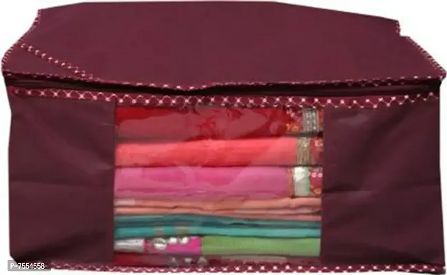 Saree cover 7 Piece Non Woven Fabric Saree Cover Set with Transparent Window, Extra Large wardrobe organizer Set of 7 /Cloth Cover/ Storage box/ cloth pouch-thumb2
