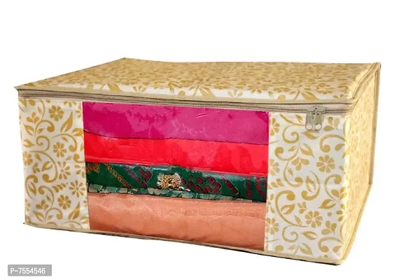 Saree cover 7 Piece Non Woven Fabric Saree Cover Set with Transparent Window, Extra Large wardrobe organizer Set of 7 /Cloth Cover/ Storage box/ cloth pouch-thumb4