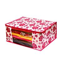 Saree cover 6 Piece Non Woven Fabric Saree Cover Set with Transparent Window, Extra Large wardrobe organizer Set of 6 Cloth Cover/ Storage box/ cloth pouch-thumb1