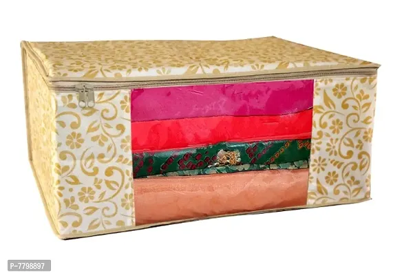Saree cover 6 Piece Non Woven Fabric Saree Cover Set with Transparent Window, Extra Large wardrobe organizer Set of 6 Cloth Cover/ Storage box/ cloth pouch-thumb3
