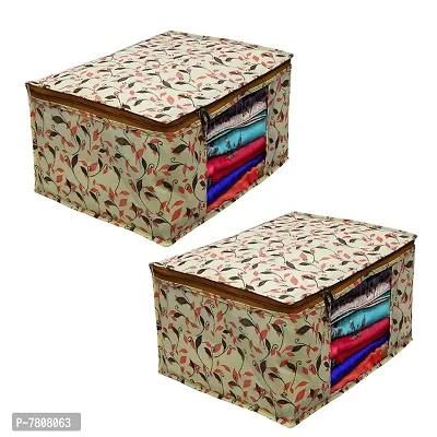 Saree cover 4 Piece Non Woven Fabric Saree Cover Set with Transparent Window, Extra Large wardrobe organizer Set of 4 Cloth Cover/ Storage box/ cloth pouch-thumb4