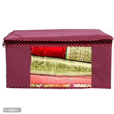 Saree cover 6 Piece Non Woven Fabric Saree Cover Set with Transparent Window, Extra Large wardrobe organizer Set of 6 Cloth Cover/ Storage box/ cloth pouch-thumb5