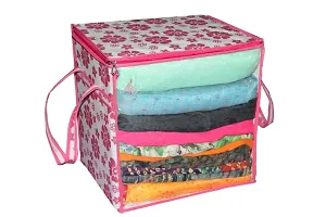 Saree cover box 6 Piece Non Woven Fabric Saree Cover Set with Transparent Window, Extra Large wardrobe organizer Set of 6 Cloth Cover/ Storage box/ cloth pouch-thumb2