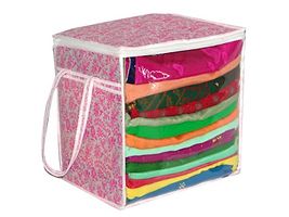 Saree cover box 6 Piece Non Woven Fabric Saree Cover Set with Transparent Window, Extra Large wardrobe organizer Set of 6 Cloth Cover/ Storage box/ cloth pouch-thumb1