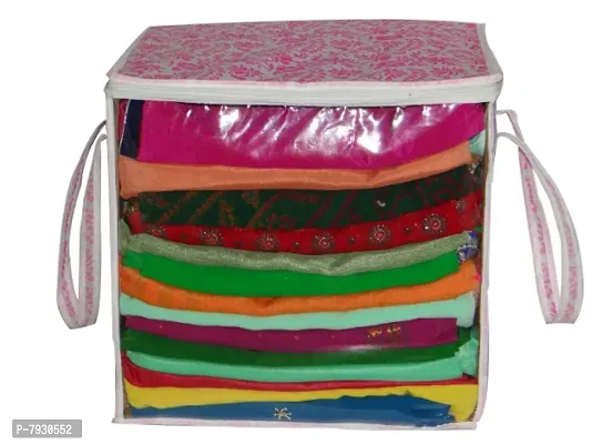 Saree cover box 6 Piece Non Woven Fabric Saree Cover Set with Transparent Window, Extra Large wardrobe organizer Set of 6 Cloth Cover/ Storage box/ cloth pouch-thumb4