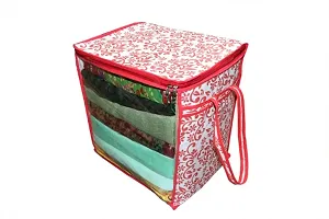 Saree cover box 6 Piece Non Woven Fabric Saree Cover Set with Transparent Window, Extra Large wardrobe organizer Set of 6 Cloth Cover/ Storage box/ cloth pouch-thumb1