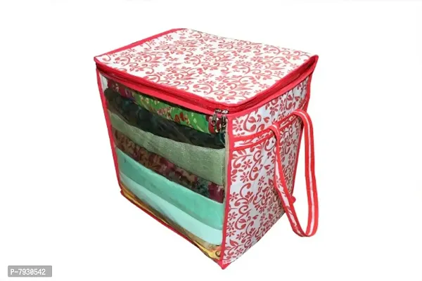 Saree cover box 6 Piece Non Woven Fabric Saree Cover Set with Transparent Window, Extra Large wardrobe organizer Set of 6 Cloth Cover/ Storage box/ cloth pouch-thumb2