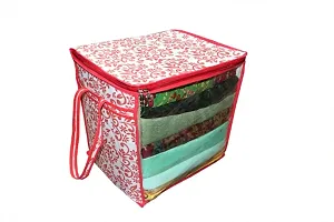 Saree cover box 6 Piece Non Woven Fabric Saree Cover Set with Transparent Window, Extra Large wardrobe organizer Set of 6 Cloth Cover/ Storage box/ cloth pouch-thumb2