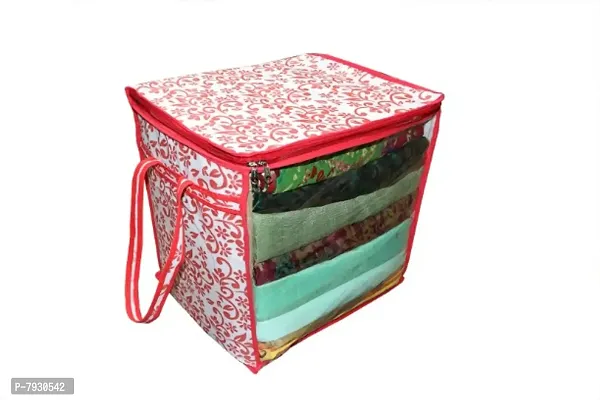 Saree cover box 6 Piece Non Woven Fabric Saree Cover Set with Transparent Window, Extra Large wardrobe organizer Set of 6 Cloth Cover/ Storage box/ cloth pouch-thumb3