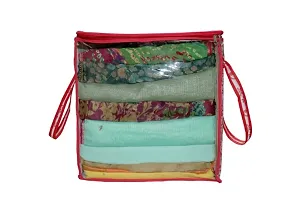 Saree cover box 6 Piece Non Woven Fabric Saree Cover Set with Transparent Window, Extra Large wardrobe organizer Set of 6 Cloth Cover/ Storage box/ cloth pouch-thumb3