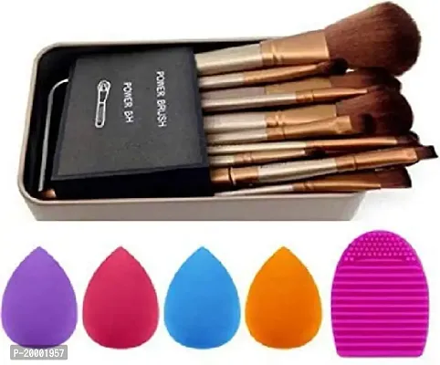 KHUSHI 12Pc Naked 3 Makeup Brushes Set, 4Pcs Beauty Blender Sponge Set And 1 Brush Cleaner