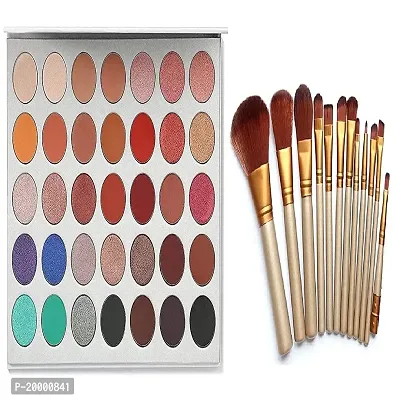 KHUSHI Eyeshadow Palette Cosmetic Powder Makeup (35 Colours) and 12 Pcs makeup brush set