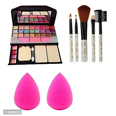 KHUSHI Makeup Kit + 5 Pcs Makeup Brush + 2 Pc Blender Puff Combo