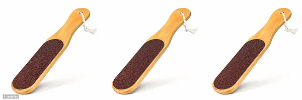 KHUSHI Pedicure Tool Double Sided Foot Scrubber For Dead Skin Callus Remover Wooden Handle (PACK OF 3)