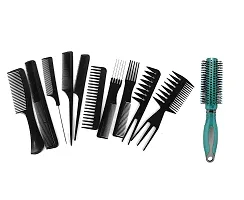 KHUSHI 12 Pieces Hair Brush Comb Set Paddle Hair Brush Detangling Brush, 10 Hair Styling Comb for Wet Including 1 Airbag Massage Comb, and, Dry, 1 Roller Brush Curly and Straight Hair (Black)-thumb1