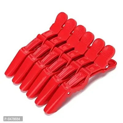 Hair Sectioning Clamps Plastic Hair Grip Clips Cutting Clamps Styling Sectioning Clips Hairdressing Styling Hairpin Salon Styling (Red, 6 Pcs)-thumb0