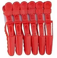 Hair Sectioning Clamps Plastic Hair Grip Clips Cutting Clamps Styling Sectioning Clips Hairdressing Styling Hairpin Salon Styling (Red, 6 Pcs)-thumb1