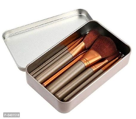 Soft and Synthetic Bristle Makeup Brushes Kit with A Silver Storage Box- Silver, Set of 12-thumb0