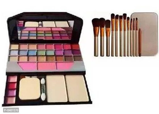 FASHION MAKEUP KIT + 12 PIECES MAKEUP BRUSHES SET WITH STORAGE BOX FOR GIRLS