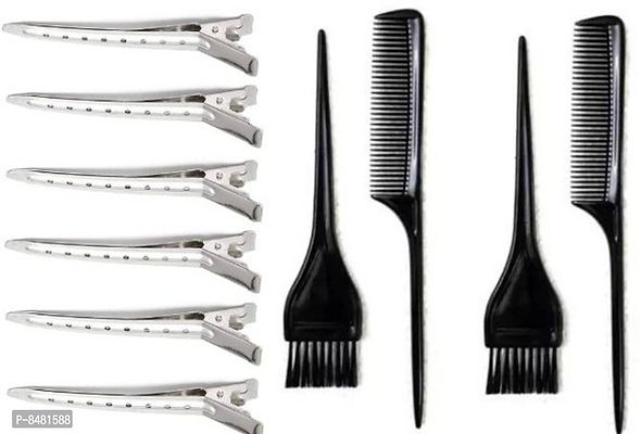 6Silver Section Clips With Hair 2Die Brush And 2Comb combo pack-thumb0