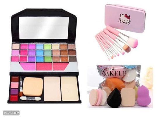 Fashion Makeup Kit for Girls And Premium Makeup Brushes With Insta Beauty Makeup Sponges (Pink Brush + 6155) Multicolour-thumb0