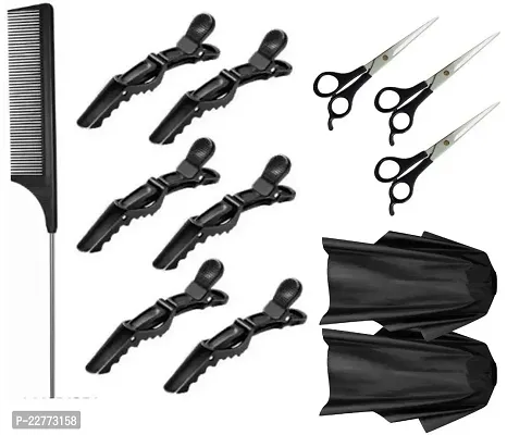 BERACAH Hair Cutting Sheet + Hair Cutting Scissors for Salon + Salon Styling Combs, ALL Professional Black Carbon Fiber Hair Combs | Detangling Comb | Rat Tail Comb | Teasing Comb | Salon Grade Comb S-thumb0