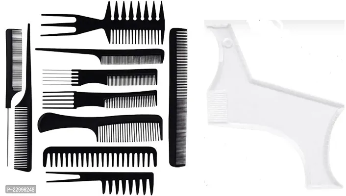 BERACAH 10PCS Hair Comb Set+Beard Shaper for Men Beard Shaper Tool kit With Comb (PACK OF 11)-thumb0