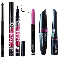 BERACAH Makeup Kit with 5 Pink Makeup Brushes, 3in1 Combo, 36H Eyeliner, Kajal, Compact, Lipstick, Fixer, Primer, Contour, Foundation, 3 Makeup Puffs - (Pack of 20)-thumb3