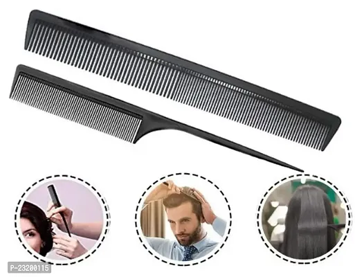 BERACAH Styling Comb and Tail Comb Combo Pack | Professional 8.75rdquo; Black Carbon Fiber Anti Static and Heat Resistant Combs For All Hair Types | For Men and Women