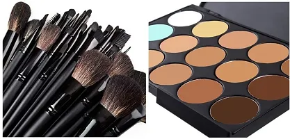 BERACAH BEAUTY PROFESSIONAL 24 Pcs Makeup Brush Set for Foundation, Face Powder, Blush Blending Brushes, Cruelty-Free Synthetic Fiber Bristles with 15 color Contour Concealer Palette with Beauty Blend-thumb2