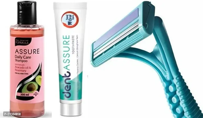 BERACAH Assure Daily care shampoo, Toothpaste, Razor for Hair Removal (PACK OF 3)
