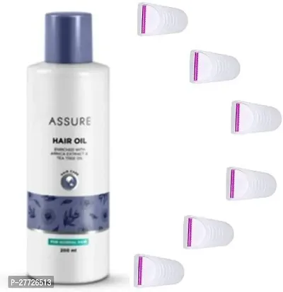 ASSURE Hair Oil Enriched With Arnica And Tea Tree Oil With 6 Pcs Flat Razor