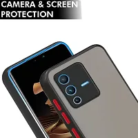 DigiLuq Vivo V23 5G Back Cover Translucent Hybrid Smoked Matte Back 360 Degree Protection Protective Hard Back Cover Pouch (Black/Blue)-thumb1