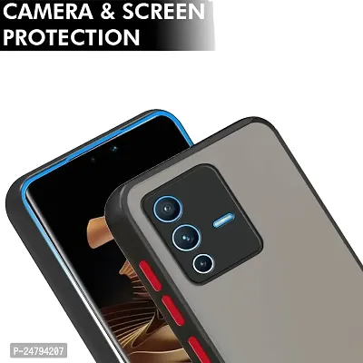 DigiLuq Vivo V23 5G Back Cover Translucent Hybrid Smoked Matte Back 360 Degree Protection Protective Hard Back Cover Pouch (Black/Blue)-thumb2