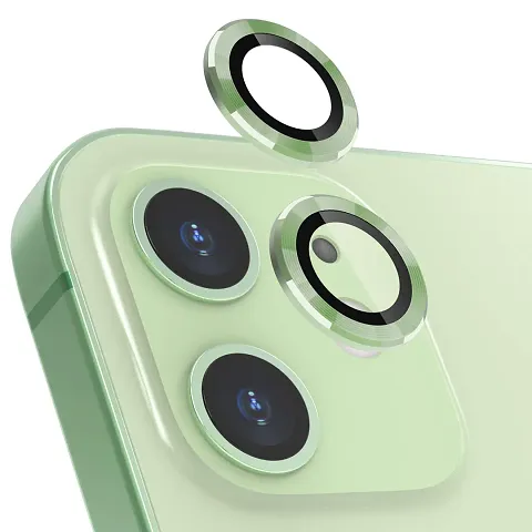 imluckies Camera Lens Protector Compatible with iPhone 12/iPhone 12 Mini/iPhone 11, [Anti-Scratch] Premium Tempered Glass Film Aluminum Alloy Lens Ring Cover, Light Green (Set of 2)