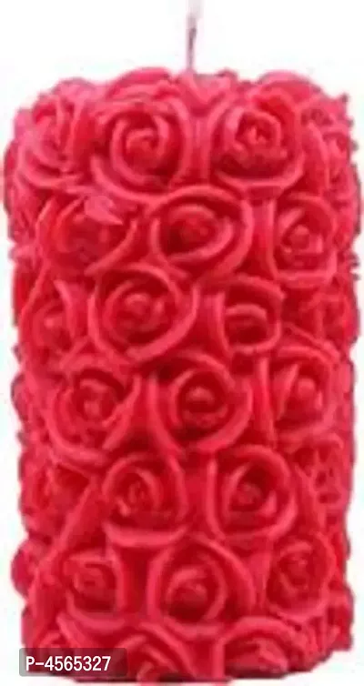 Creation Designer Rose Pillar Lily Candle (RED, Pack of 1)