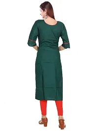 Stylish Rayon Round Neck 3/4 Sleeves Solid Kurta For Women-thumb1