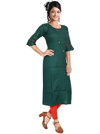 Stylish Rayon Round Neck 3/4 Sleeves Solid Kurta For Women-thumb2