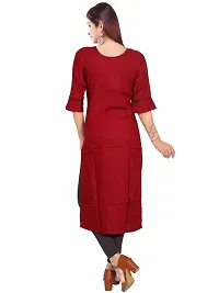 Stylish Rayon Round Neck 3/4 Sleeves Solid Kurta For Women-thumb1