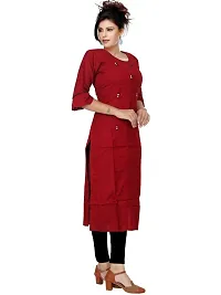 Stylish Rayon Round Neck 3/4 Sleeves Solid Kurta For Women-thumb3