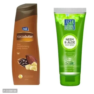 Yhi Cocoa Butter Deep Moisturising Body Lotion Astaberry Neem Aloe Deep Cleansing Face Wash Combo