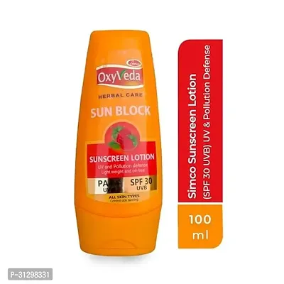 Simco Oxyveda Sun Block Sunscreen Lotion, Spf 30 Pa++ Uv Rays Pollution Protection 100 Ml-thumb0