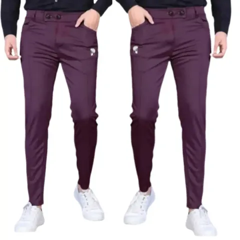 Classic Solid Track Pants for Men, Pack of 2