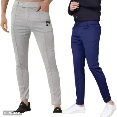 Stylish Soft Lycra Blend Track Pants For Men Pack of 2-thumb0