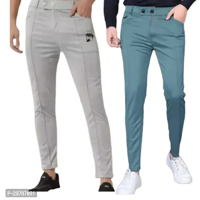 Stylish Soft Lycra Blend Track Pants For Men Pack of 2