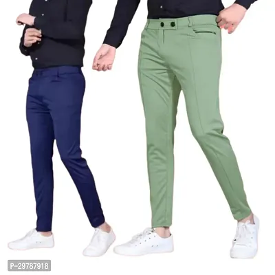 Stylish Soft Lycra Blend Track Pants For Men Pack of 2-thumb0