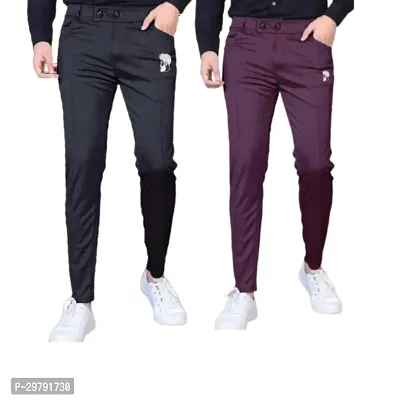 Stylish Modal Solid Track Pants For Men - Pack Of 2-thumb0