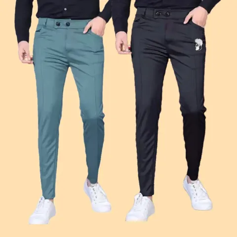 Men Lower pants Track Pants | Stylish Track Pants | Soft Lycra Blend Track Pants | Mens Boys Lower pack of 2