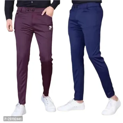 Stylish Modal Solid Track Pants For Men - Pack Of 2